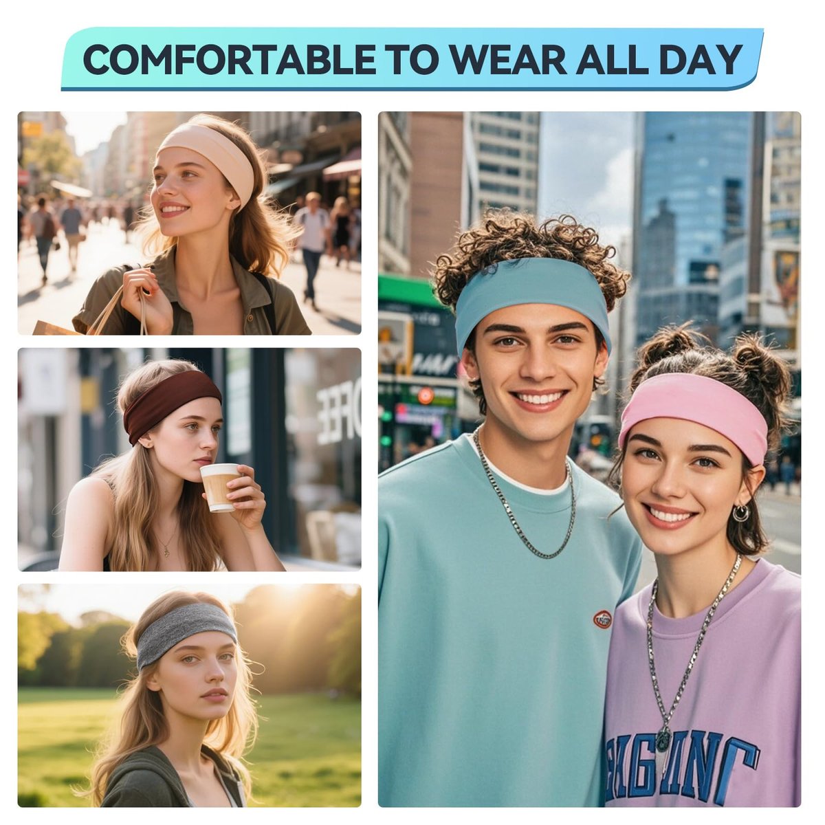14 PCS Headbands for Women – Soft Elastic Non-Slip Cotton Sweat-Absorbent Hairbands for Workout, Running, Yoga, Makeup - görsel 11