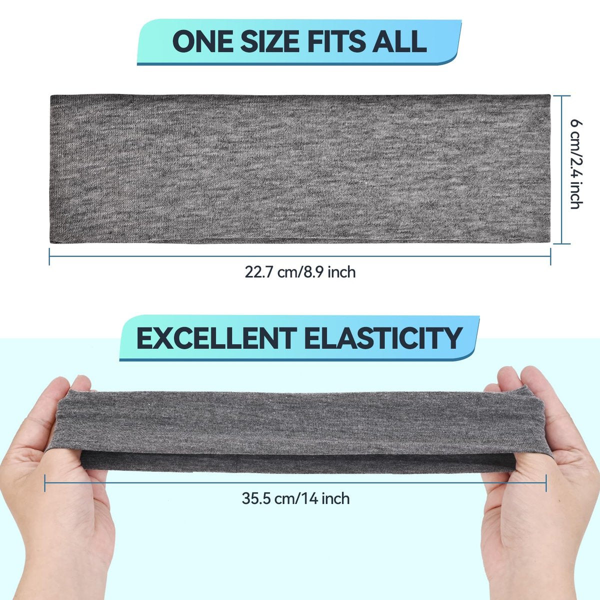 14 PCS Headbands for Women – Soft Elastic Non-Slip Cotton Sweat-Absorbent Hairbands for Workout, Running, Yoga, Makeup - görsel 3