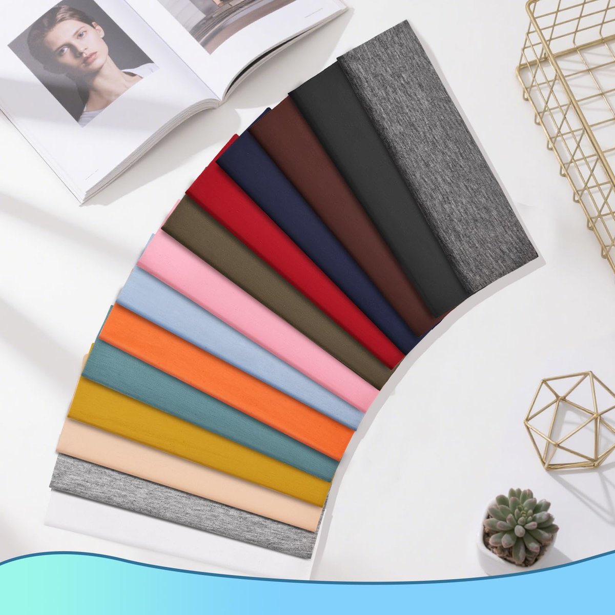 14 PCS Headbands for Women – Soft Elastic Non-Slip Cotton Sweat-Absorbent Hairbands for Workout, Running, Yoga, Makeup - görsel 13