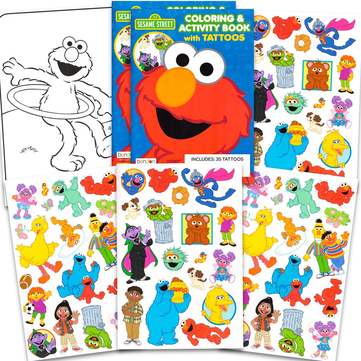 Sesame Street Elmo Temporary Tattoos Party Favors Set - 70+ Elmo Tattoos for Kids, Boys, Girls | Sesame Street Party Supplies - görsel 1