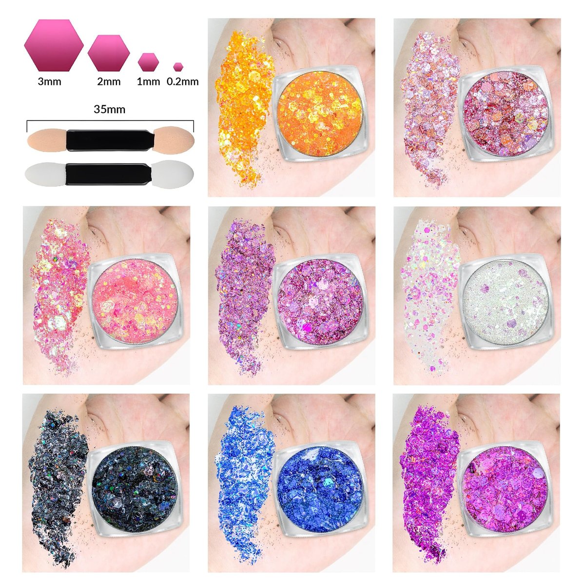 20 Colors Face and Body Glitter Gel Set - Festival Body Makeup Kit by Estanoite - görsel 7