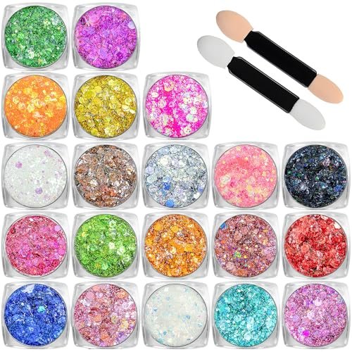 20 Colors Face and Body Glitter Gel Set - Festival Body Makeup Kit by Estanoite - görsel 16