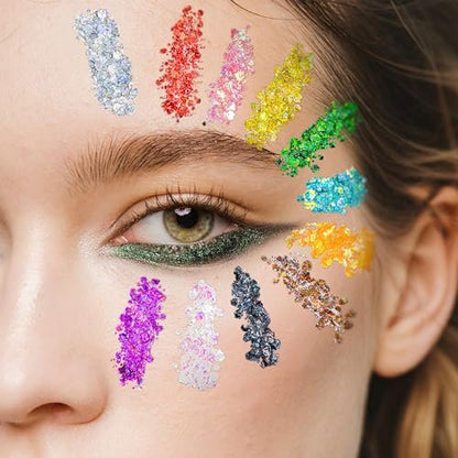 20 Colors Face and Body Glitter Gel Set - Festival Body Makeup Kit by Estanoite