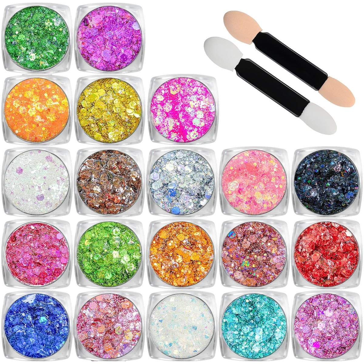 20 Colors Face and Body Glitter Gel Set - Festival Body Makeup Kit by Estanoite - görsel 15