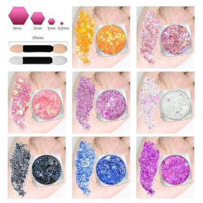 20 Colors Face and Body Glitter Gel Set - Festival Body Makeup Kit by Estanoite