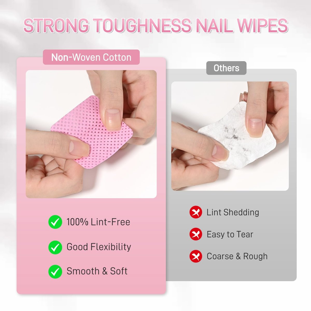 GAOY Lint Free Nail Wipes, 400 Pcs Nail Polish Remover Pads, Non-Woven Cotton Pads Gel Cleaning Wipes, Manicure Supplies for Professional Salon and DIY Art - görsel 7