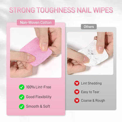 GAOY Lint Free Nail Wipes, 400 Pcs Nail Polish Remover Pads, Non-Woven Cotton Pads Gel Cleaning Wipes, Manicure Supplies for Professional Salon and DIY Art