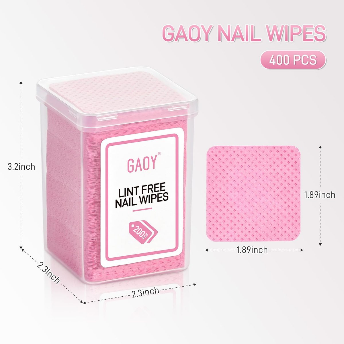 GAOY Lint Free Nail Wipes, 400 Pcs Nail Polish Remover Pads, Non-Woven Cotton Pads Gel Cleaning Wipes, Manicure Supplies for Professional Salon and DIY Art - görsel 9