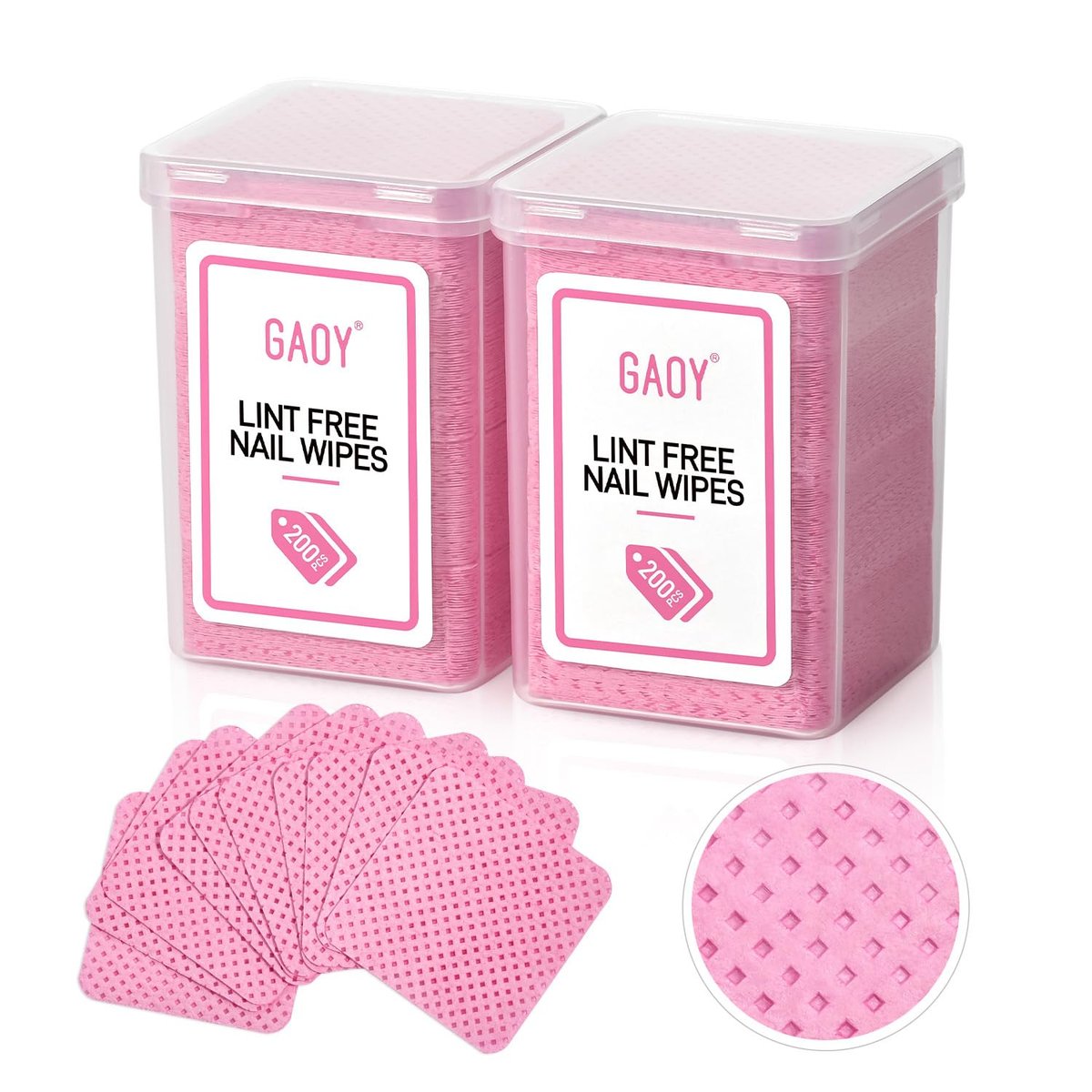 GAOY Lint Free Nail Wipes, 400 Pcs Nail Polish Remover Pads, Non-Woven Cotton Pads Gel Cleaning Wipes, Manicure Supplies for Professional Salon and DIY Art - görsel 1