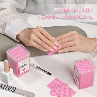 GAOY Lint Free Nail Wipes, 400 Pcs Nail Polish Remover Pads, Non-Woven Cotton Pads Gel Cleaning Wipes, Manicure Supplies for Professional Salon and DIY Art