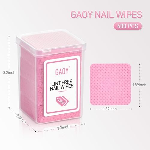 GAOY Lint Free Nail Wipes, 400 Pcs Nail Polish Remover Pads, Non-Woven Cotton Pads Gel Cleaning Wipes, Manicure Supplies for Professional Salon and DIY Art - görsel 10