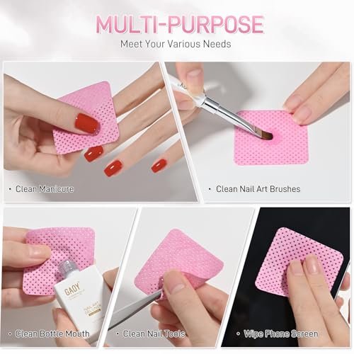 GAOY Lint Free Nail Wipes, 400 Pcs Nail Polish Remover Pads, Non-Woven Cotton Pads Gel Cleaning Wipes, Manicure Supplies for Professional Salon and DIY Art - görsel 6