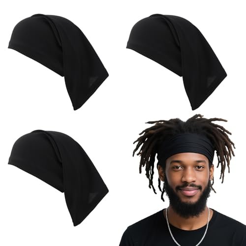 Guduling 4-Pack Dreads Caps – Soft Spandex Loc Socks for Men & Women, Black - görsel 2