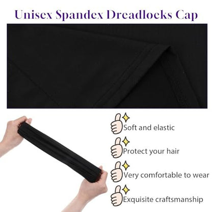 Guduling 4-Pack Dreads Caps – Soft Spandex Loc Socks for Men & Women, Black