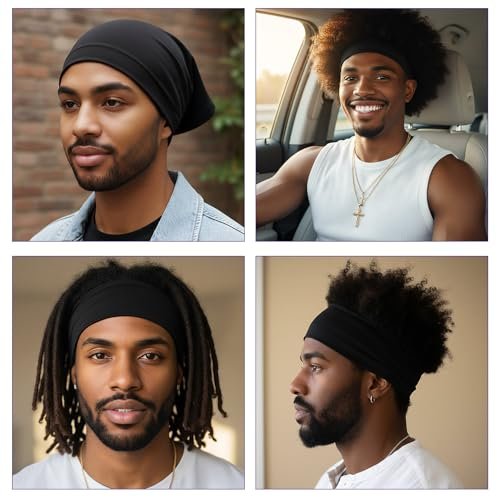 Guduling 4-Pack Dreads Caps – Soft Spandex Loc Socks for Men & Women, Black - görsel 14