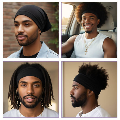 Guduling 4-Pack Dreads Caps – Soft Spandex Loc Socks for Men & Women, Black
