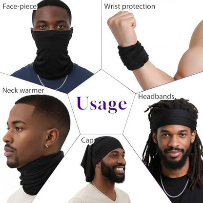 Guduling 4-Pack Dreads Caps – Soft Spandex Loc Socks for Men & Women, Black