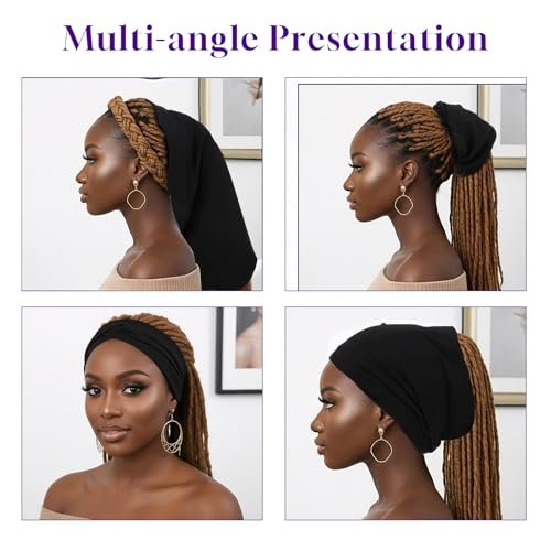 Guduling 4-Pack Dreads Caps – Soft Spandex Loc Socks for Men & Women, Black - görsel 12