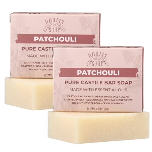 Adams Handmade Soap Patchouli Pure Castile Bar Soap – 4.5 oz | Vegan, Cold Process, Essential Oils, 84% Organic, Fair Trade, No Additives, USA Made - görsel 2