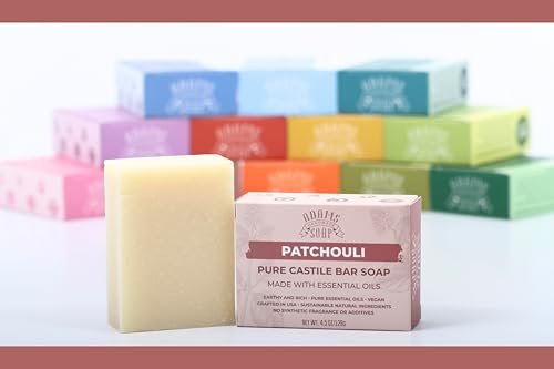Adams Handmade Soap Patchouli Pure Castile Bar Soap – 4.5 oz | Vegan, Cold Process, Essential Oils, 84% Organic, Fair Trade, No Additives, USA Made - görsel 8