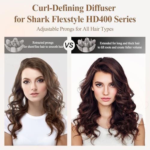 FABMIRA Curl-Defining Diffuser Attachment for Shark FlexStyle – Adjustable Prongs Diffuser for Curly and Coily Hair, Reduces Frizz, Defines Curls, Lifts Roots (Stone) Avelisse