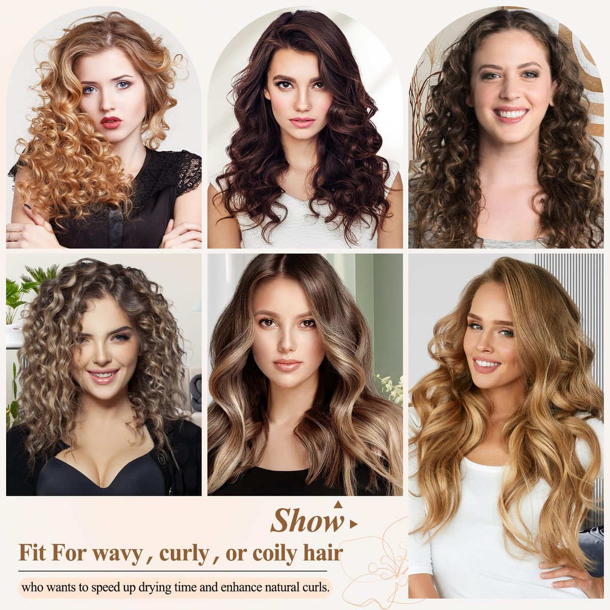 FABMIRA Curl-Defining Diffuser Attachment for Shark FlexStyle – Adjustable Prongs Diffuser for Curly and Coily Hair, Reduces Frizz, Defines Curls, Lifts Roots (Stone) Avelisse