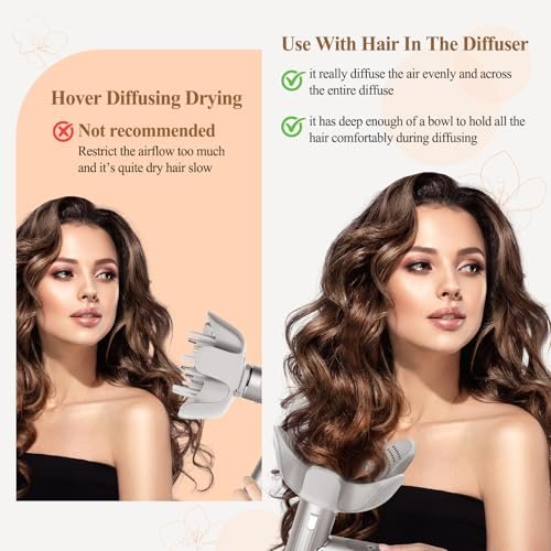 FABMIRA Curl-Defining Diffuser Attachment for Shark FlexStyle – Adjustable Prongs Diffuser for Curly and Coily Hair, Reduces Frizz, Defines Curls, Lifts Roots (Stone) Avelisse