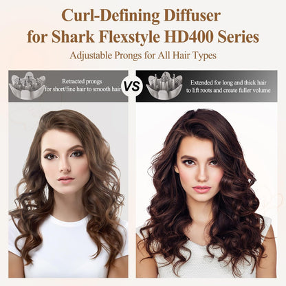 FABMIRA Curl-Defining Diffuser Attachment for Shark FlexStyle – Adjustable Prongs Diffuser for Curly and Coily Hair, Reduces Frizz, Defines Curls, Lifts Roots (Stone) Avelisse