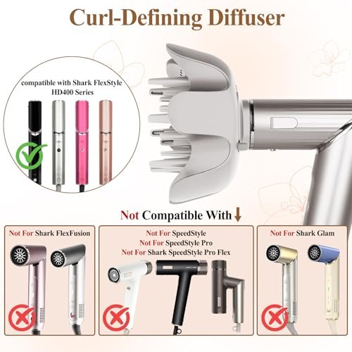 FABMIRA Curl-Defining Diffuser Attachment for Shark FlexStyle – Adjustable Prongs Diffuser for Curly and Coily Hair, Reduces Frizz, Defines Curls, Lifts Roots (Stone) Avelisse
