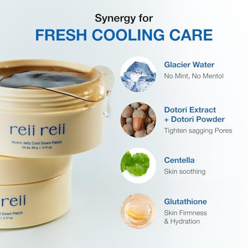 reii reii Acorn Jelly CoolDown Patch – Vegan Hydrogel Patches with Dotori Extract & Glacier Water for Instant Cooling & Soothing Relief – Non-Slip Fit, Korean Skincare (34ea) Avelisse