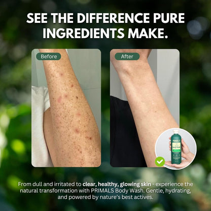 PRIMALS Natural Body Wash - Aloe Vera, Raw Honey, Green Tea - 13.5 Fl Oz - Sulfate-Free, Paraben-Free, Dye-Free Avelisse