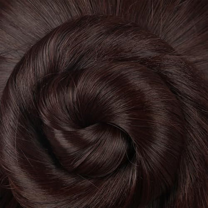 Yuehong Short Brown Double Buns Women Wig – Anime Cosplay Wig, Heat Resistant Synthetic Fiber, Breathable Costume Hair