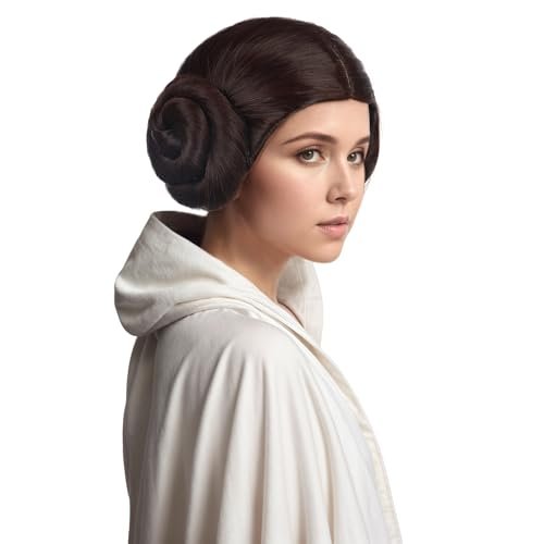 Yuehong Short Brown Double Buns Women Wig – Anime Cosplay Wig, Heat Resistant Synthetic Fiber, Breathable Costume Hair - görsel 2