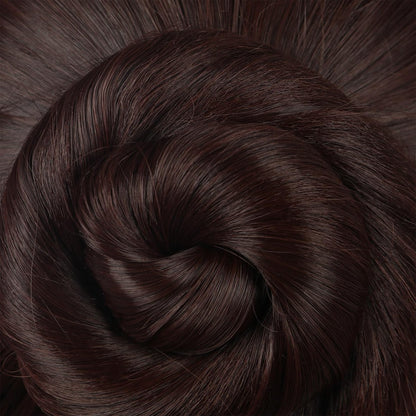 Yuehong Short Brown Double Buns Women Wig – Anime Cosplay Wig, Heat Resistant Synthetic Fiber, Breathable Costume Hair