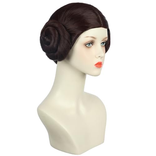Yuehong Short Brown Double Buns Women Wig – Anime Cosplay Wig, Heat Resistant Synthetic Fiber, Breathable Costume Hair - görsel 10
