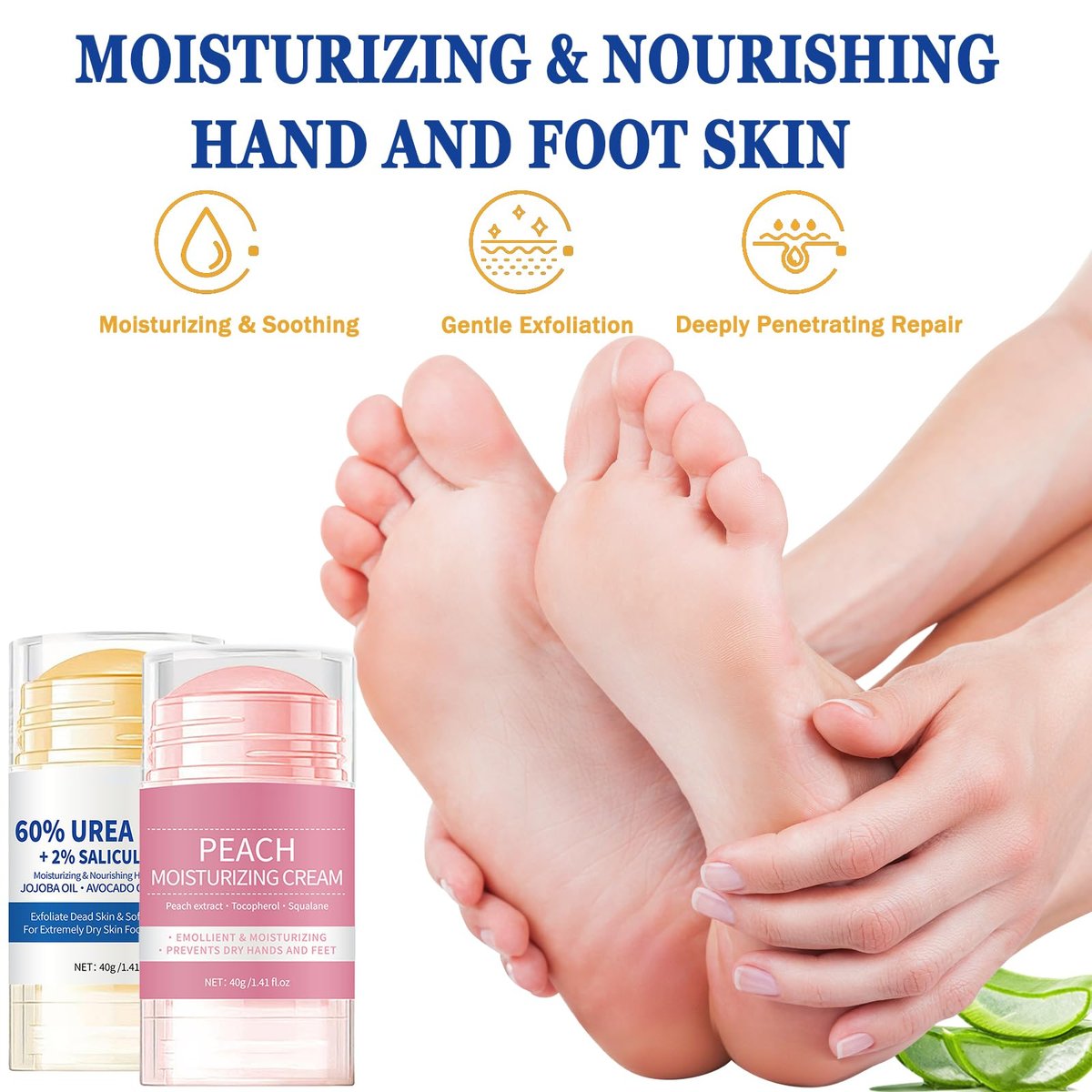 2-Pack 60% Urea Cream with 2% Salicylic Acid – Maximum Strength Foot Cream for Dry, Cracked Feet & Hands – Hydrating & Exfoliating Avelisse