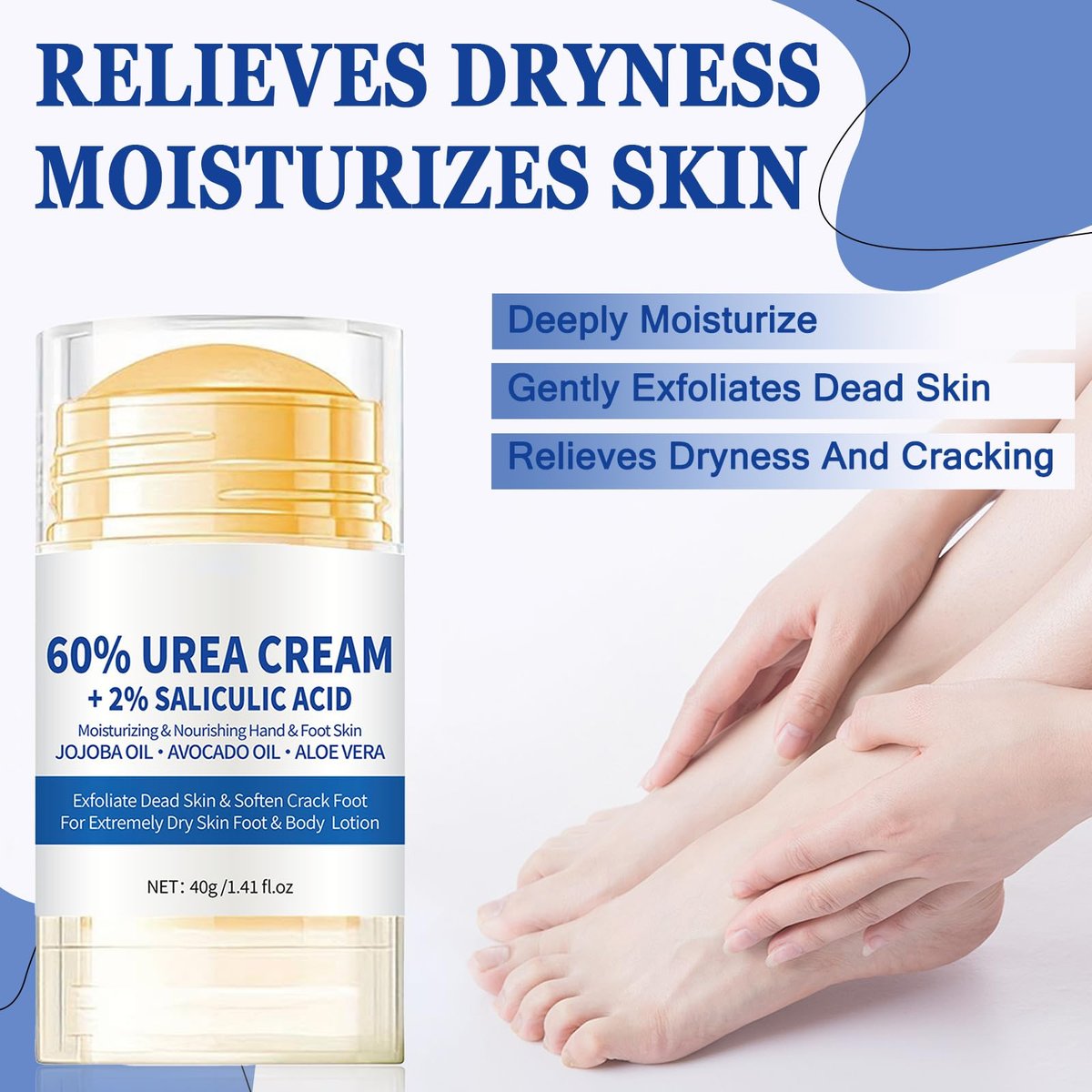 2-Pack 60% Urea Cream with 2% Salicylic Acid – Maximum Strength Foot Cream for Dry, Cracked Feet & Hands – Hydrating & Exfoliating Avelisse