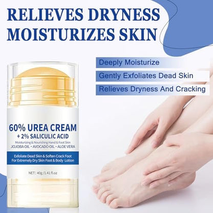 2-Pack 60% Urea Cream with 2% Salicylic Acid – Maximum Strength Foot Cream for Dry, Cracked Feet & Hands – Hydrating & Exfoliating Avelisse