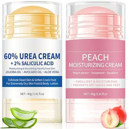 2-Pack 60% Urea Cream with 2% Salicylic Acid – Maximum Strength Foot Cream for Dry, Cracked Feet & Hands – Hydrating & Exfoliating Avelisse