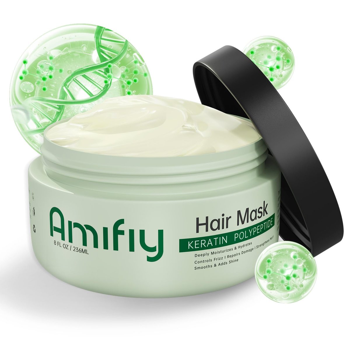 Amifiy Keratin Hair Mask - Deep Conditioning Treatment for Dry & Damaged Hair, Anti-Frizz, Intensive Hydrating & Repairing, 8 Fl Oz - görsel 1