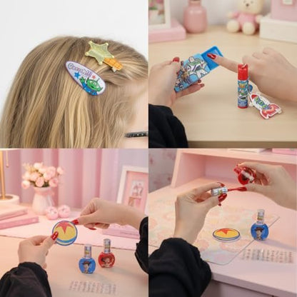 Toy Story Bag Makeup Set for Kids - Townley Girl Nail Polish, Lip Gloss, Lip Balm, Hair Pins, and Cosmetic Bag Gift Set