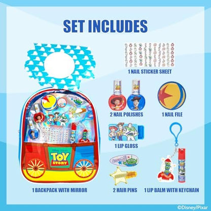 Toy Story Bag Makeup Set for Kids - Townley Girl Nail Polish, Lip Gloss, Lip Balm, Hair Pins, and Cosmetic Bag Gift Set