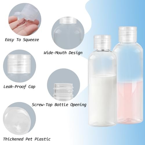 Ninsula 8-Piece Travel Bottles Set - TSA Approved Leak-Proof Toiletry Containers for Shampoo, Conditioner, and Cream - Reusable Travel Essentials for Women and Men - görsel 6
