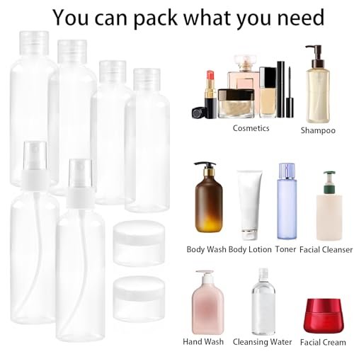 Ninsula 8-Piece Travel Bottles Set - TSA Approved Leak-Proof Toiletry Containers for Shampoo, Conditioner, and Cream - Reusable Travel Essentials for Women and Men - görsel 12