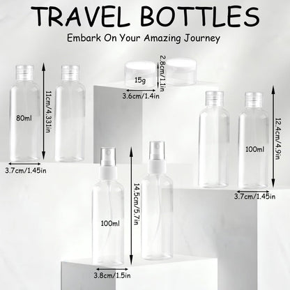Ninsula 8-Piece Travel Bottles Set - TSA Approved Leak-Proof Toiletry Containers for Shampoo, Conditioner, and Cream - Reusable Travel Essentials for Women and Men