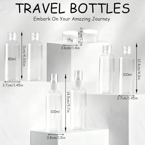 Ninsula 8-Piece Travel Bottles Set - TSA Approved Leak-Proof Toiletry Containers for Shampoo, Conditioner, and Cream - Reusable Travel Essentials for Women and Men - görsel 4