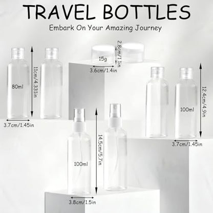 Ninsula 8-Piece Travel Bottles Set - TSA Approved Leak-Proof Toiletry Containers for Shampoo, Conditioner, and Cream - Reusable Travel Essentials for Women and Men