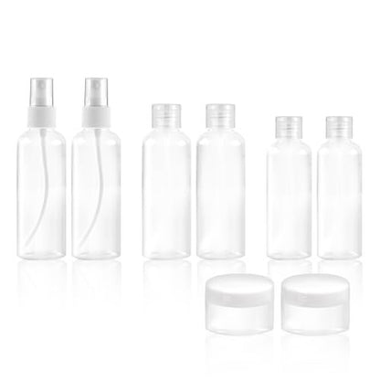 Ninsula 8-Piece Travel Bottles Set - TSA Approved Leak-Proof Toiletry Containers for Shampoo, Conditioner, and Cream - Reusable Travel Essentials for Women and Men