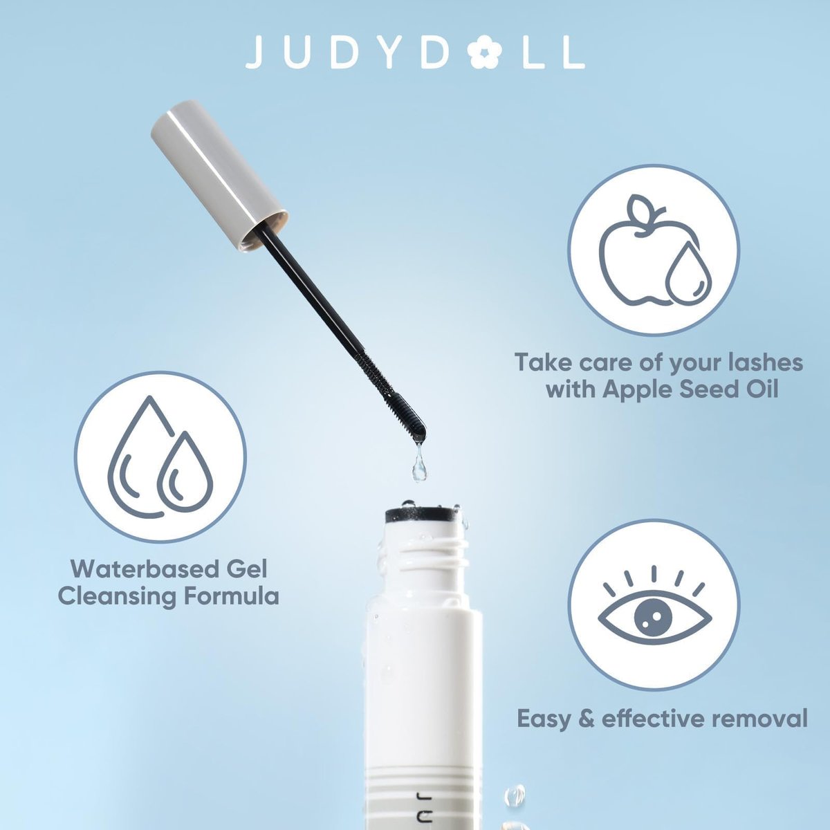 JUDYDOLL Mascara Remover - Gentle Eye Makeup Remover for Waterproof Mascara, Sensitive Skin Friendly, 0.17 Fl Oz - görsel 3