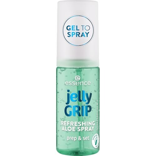 Essence Jelly Grip Refreshing Aloe Spray – Hydrating Gel-to-Mist Makeup Primer, Setter & Refresher with Aloe Vera, Vegan & Cruelty-Free, 1.6 Fl Oz - görsel 2